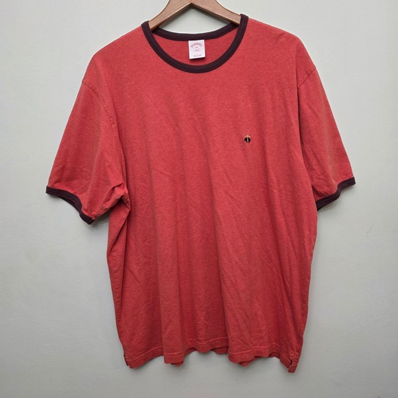 Brooks Brothers Mens XXL Red Ringer T Shirt Short Sleeve Logo Tee - Picture 2 of 9